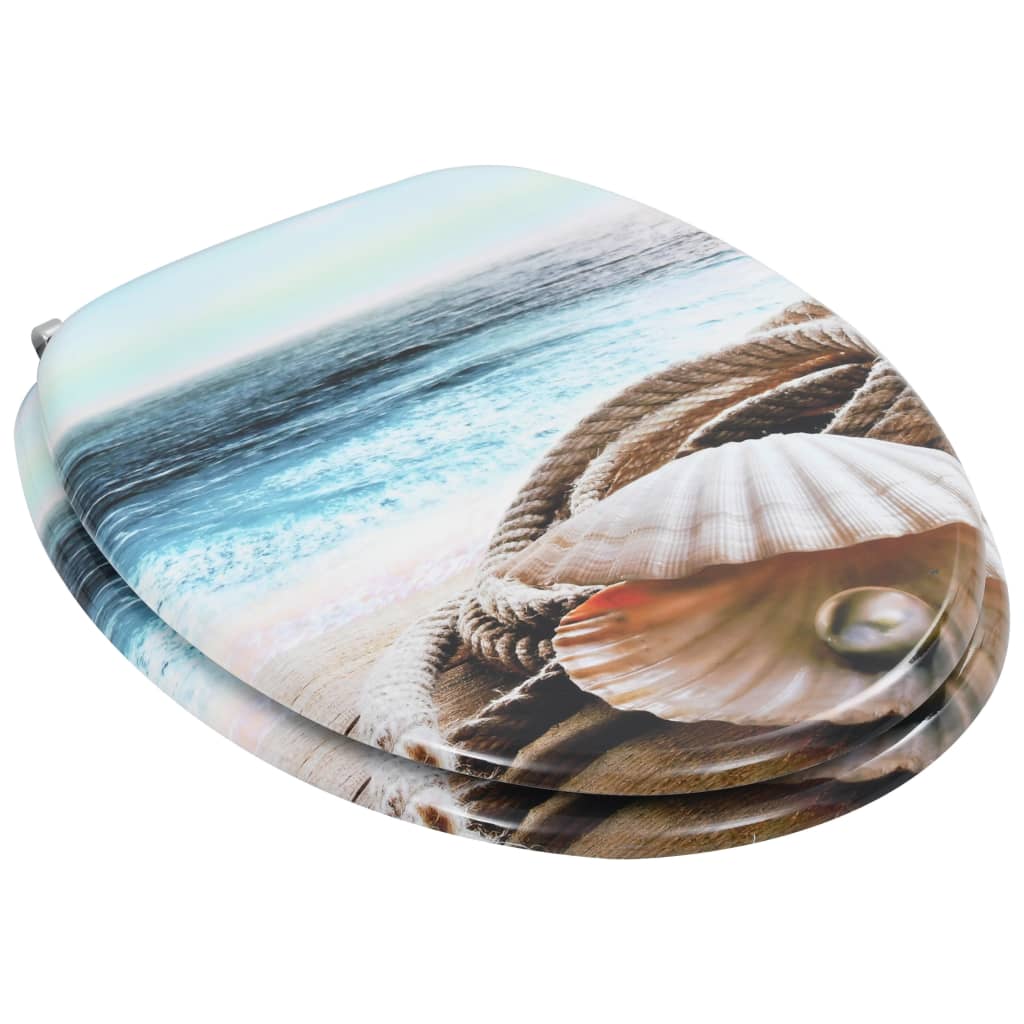 Toalettstolar 2 st. med lock mdf clamshell design - number 4.