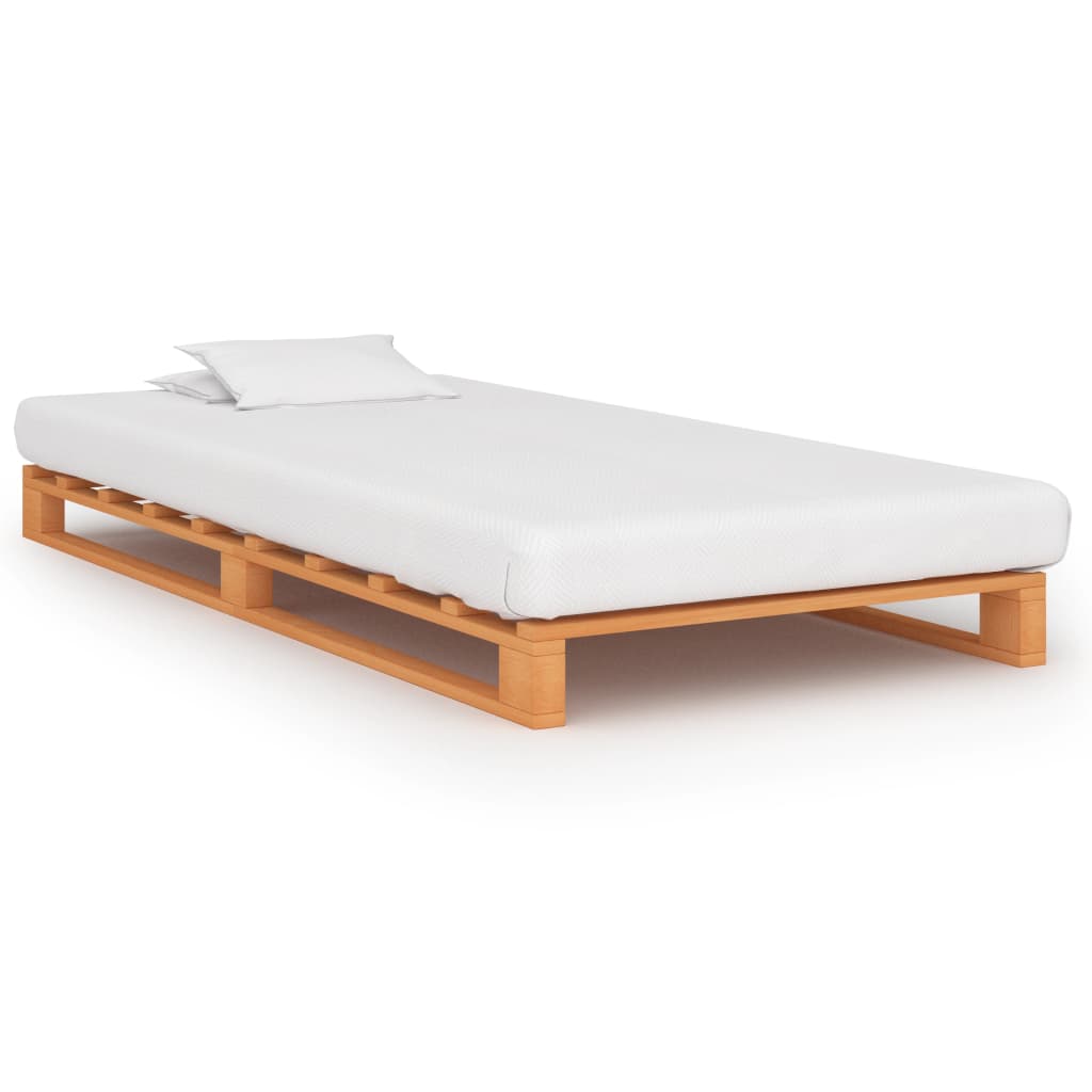 Palleseng massivt fyrretræ 90 x 200 cm brun - number 1.