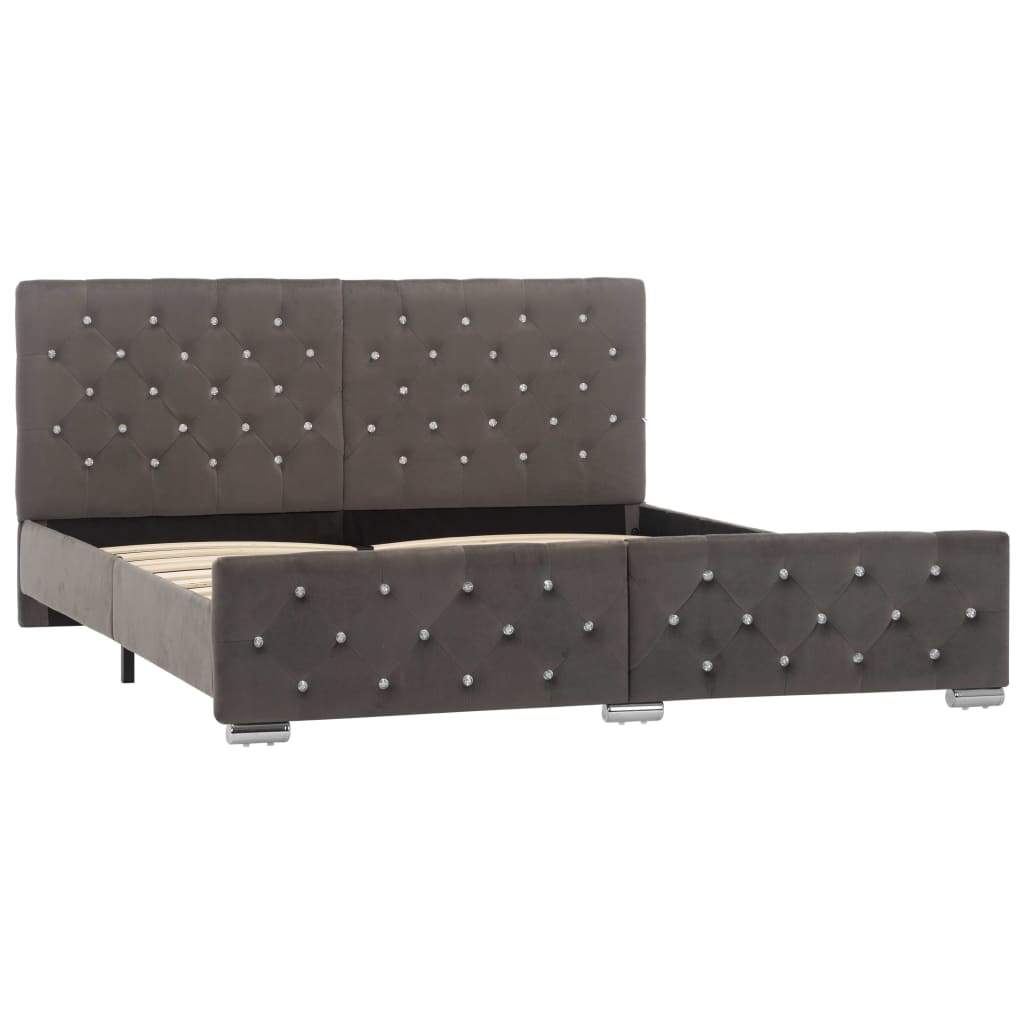 Sengeramme fløyel - grå, 160 x 200 cm - number 2.