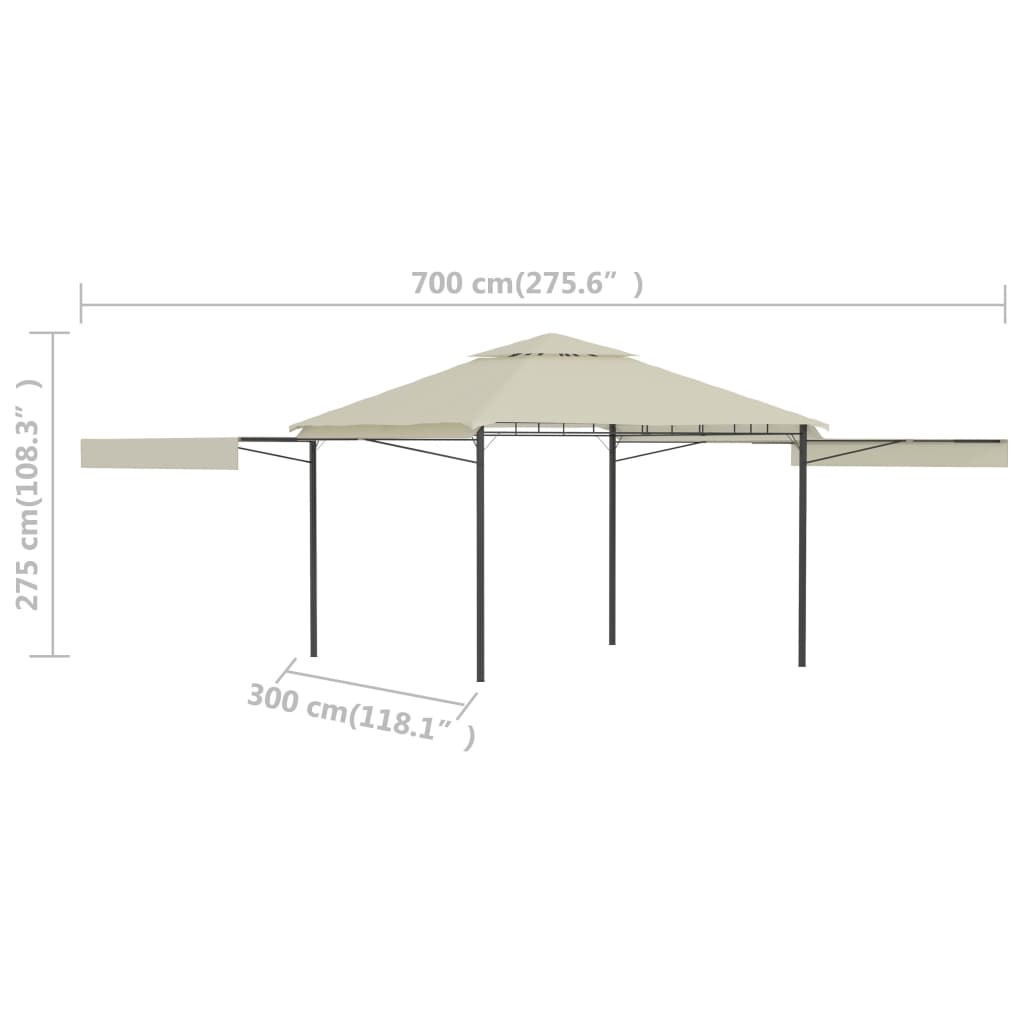 Gazebo with 2 extendable roofs 3x3x2.75 cm 180 g/m² cream - number 10.