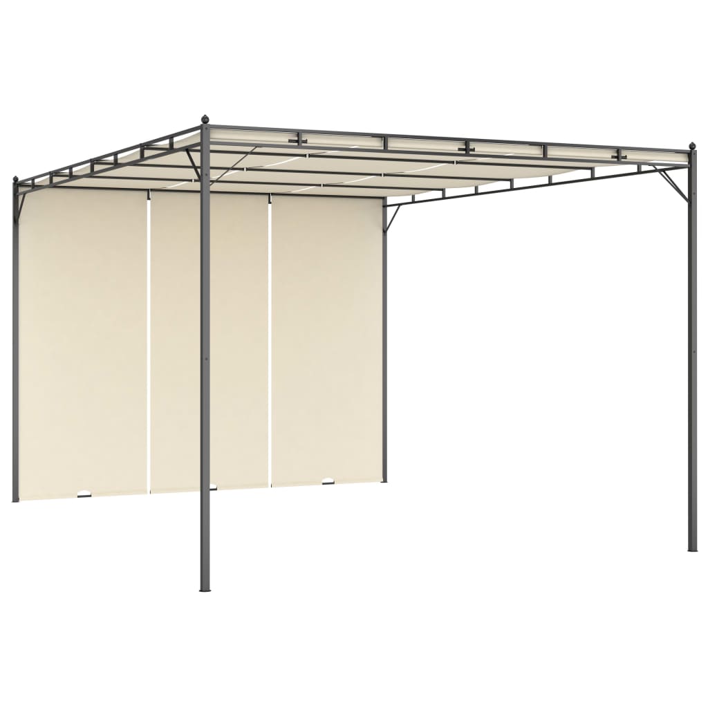 Garden gazebo with curtain 4x3x2.25 m cream colored - cream, 4 x 3 x 2.25 m, 1 - number 1.