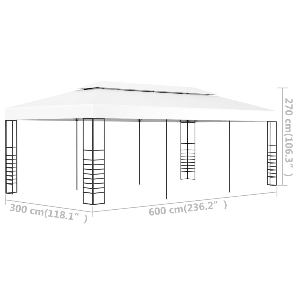 Paviljonski šator 6x3 m - bijeli, 3x6 m - number 6.