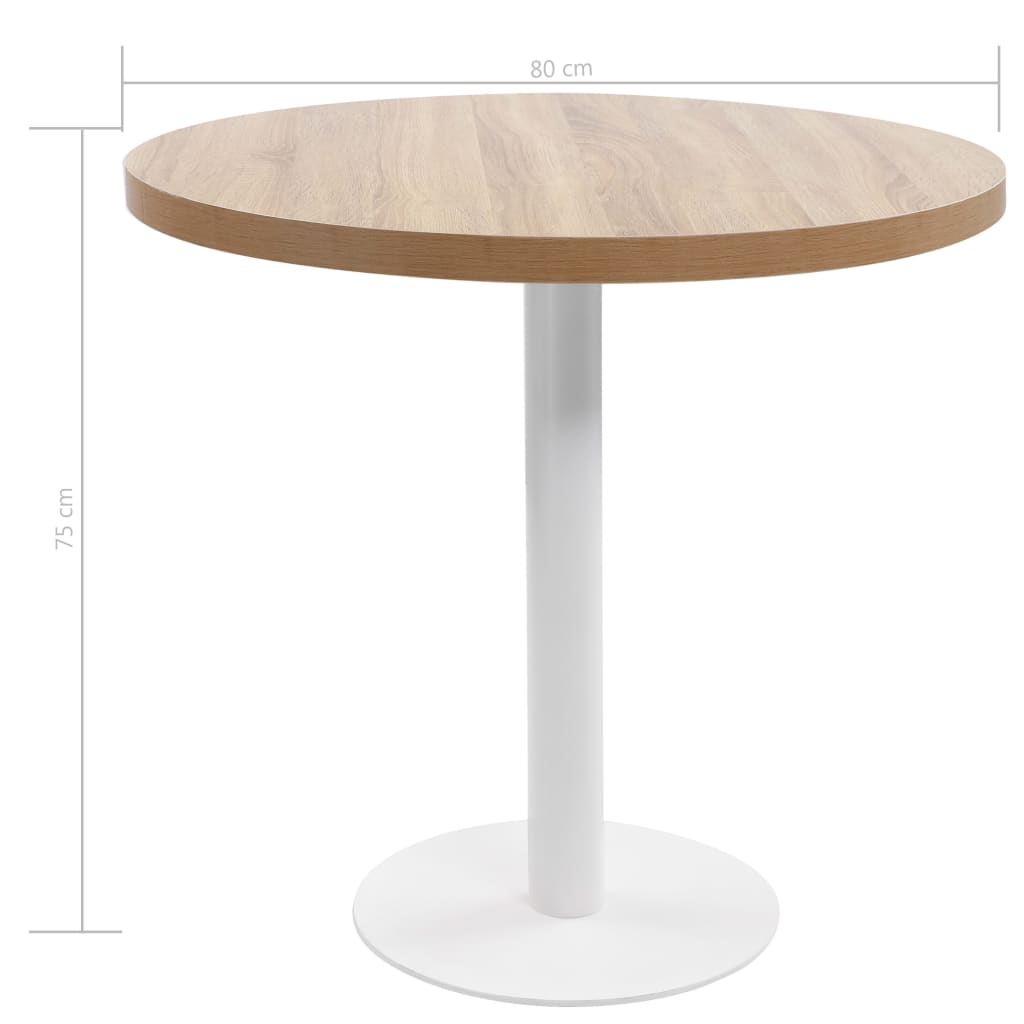 Bistrobord 80 cm mdf lysebrun - lysebrun og hvid, 80 x 75 cm, 1 - number 5.