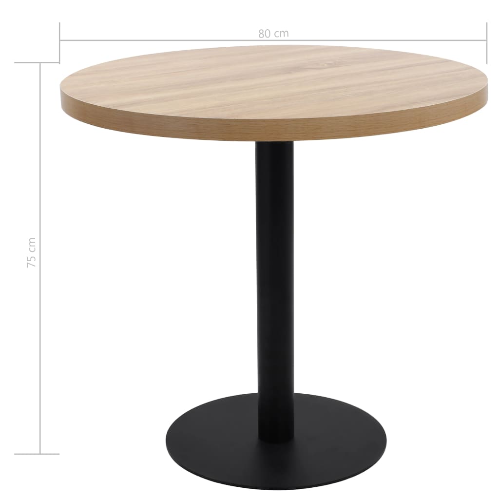 Bistro tord 80 cm mdf lysebrun - lysbrun og svart, 80 x 75 cm, 1 - number 5.