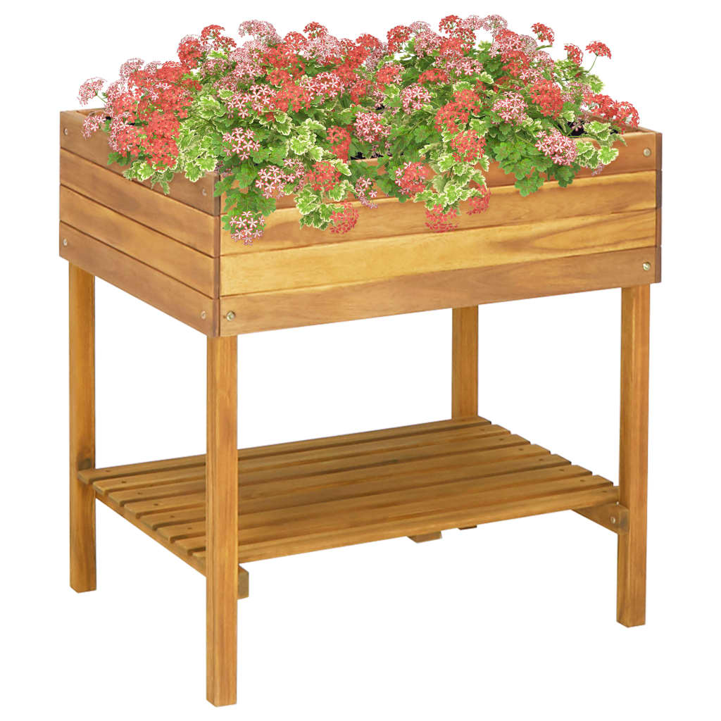 Raised planter 78.5 x 58.5 x 78.5 cm solid acacia wood - number 1.