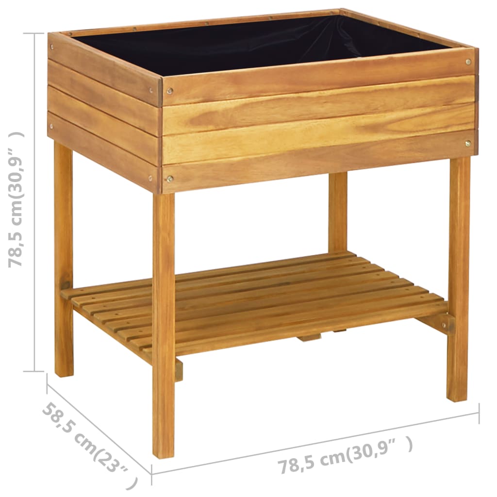Raised planter 78.5 x 58.5 x 78.5 cm solid acacia wood - number 7.
