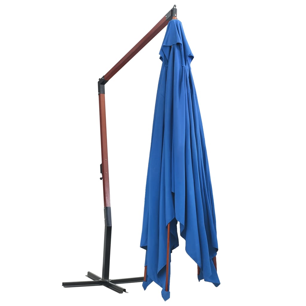 Hanging parasol 400x300 cm wooden pole - blue - number 4.