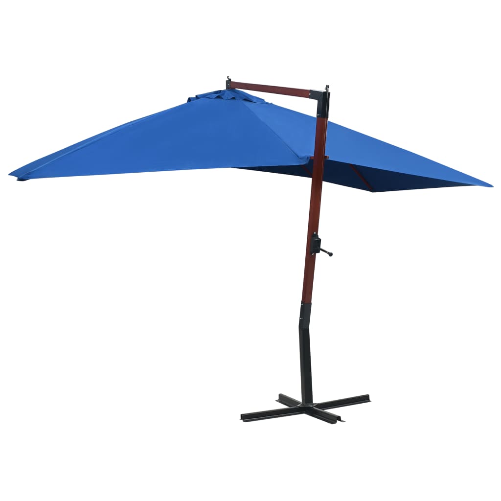 Hanging parasol 400x300 cm wooden pole - blue - number 3.