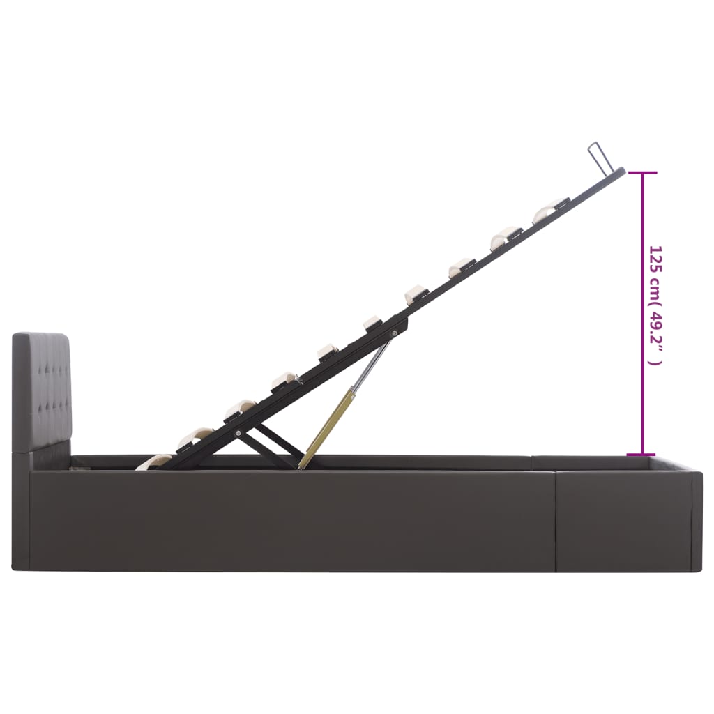 Łóżko hydrauliczne ze schowkiem skóra ekologiczna - szare, 100 x 200 cm - number 11.