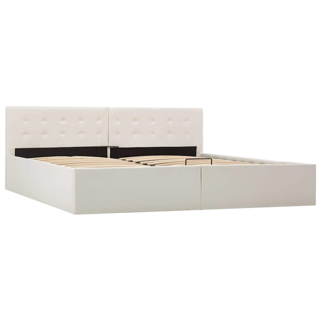 Hydraulisk oppbevaringsseng 180 x 200 cm kunstskinn hvit - number 5.