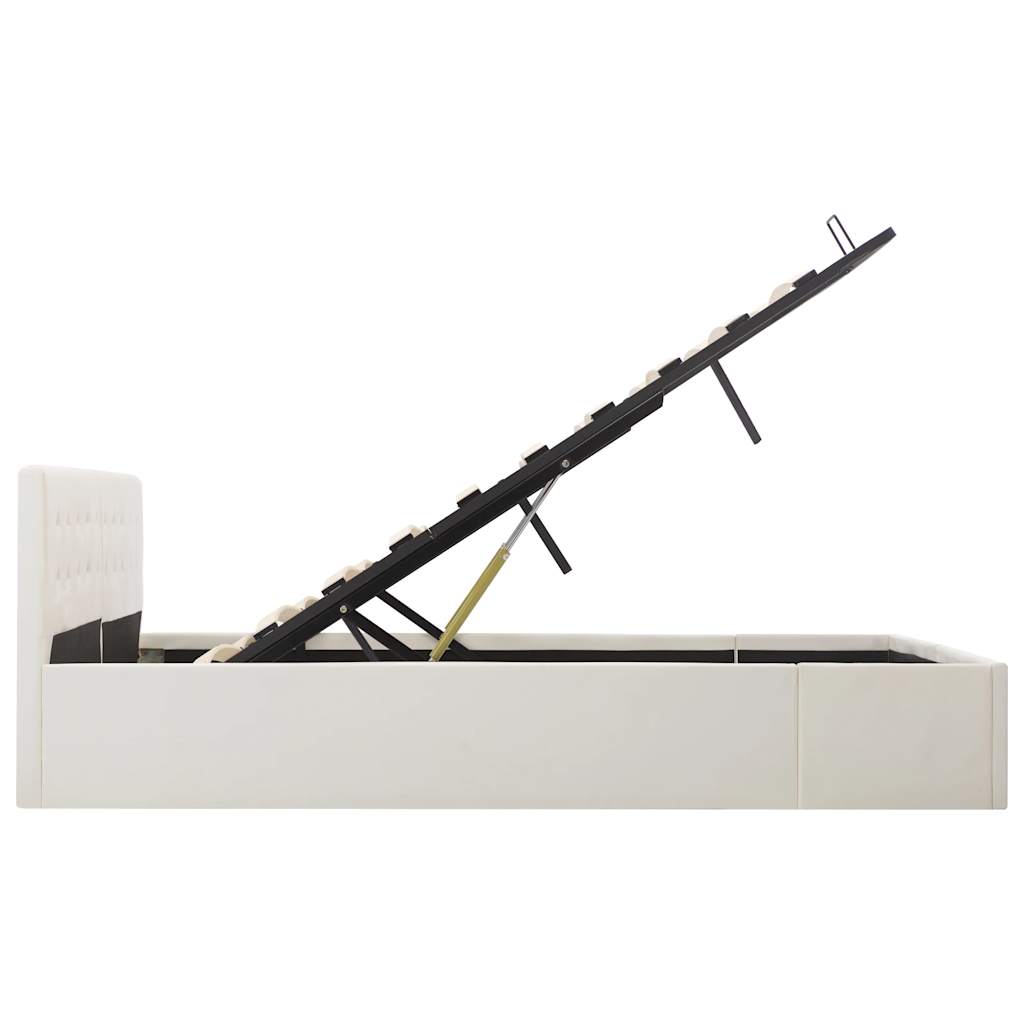 Hydraulisk oppbevaringsseng 180 x 200 cm kunstskinn hvit - number 8.