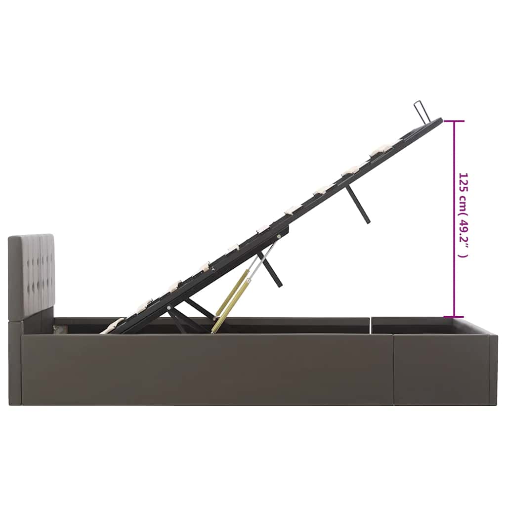 Hydraulisk opbevaringsseng kunstlæder - grå, 120 x 200 cm - number 11.
