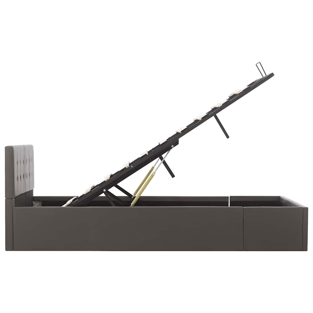Hydraulisk opbevaringsseng kunstlæder - grå, 120 x 200 cm - number 6.