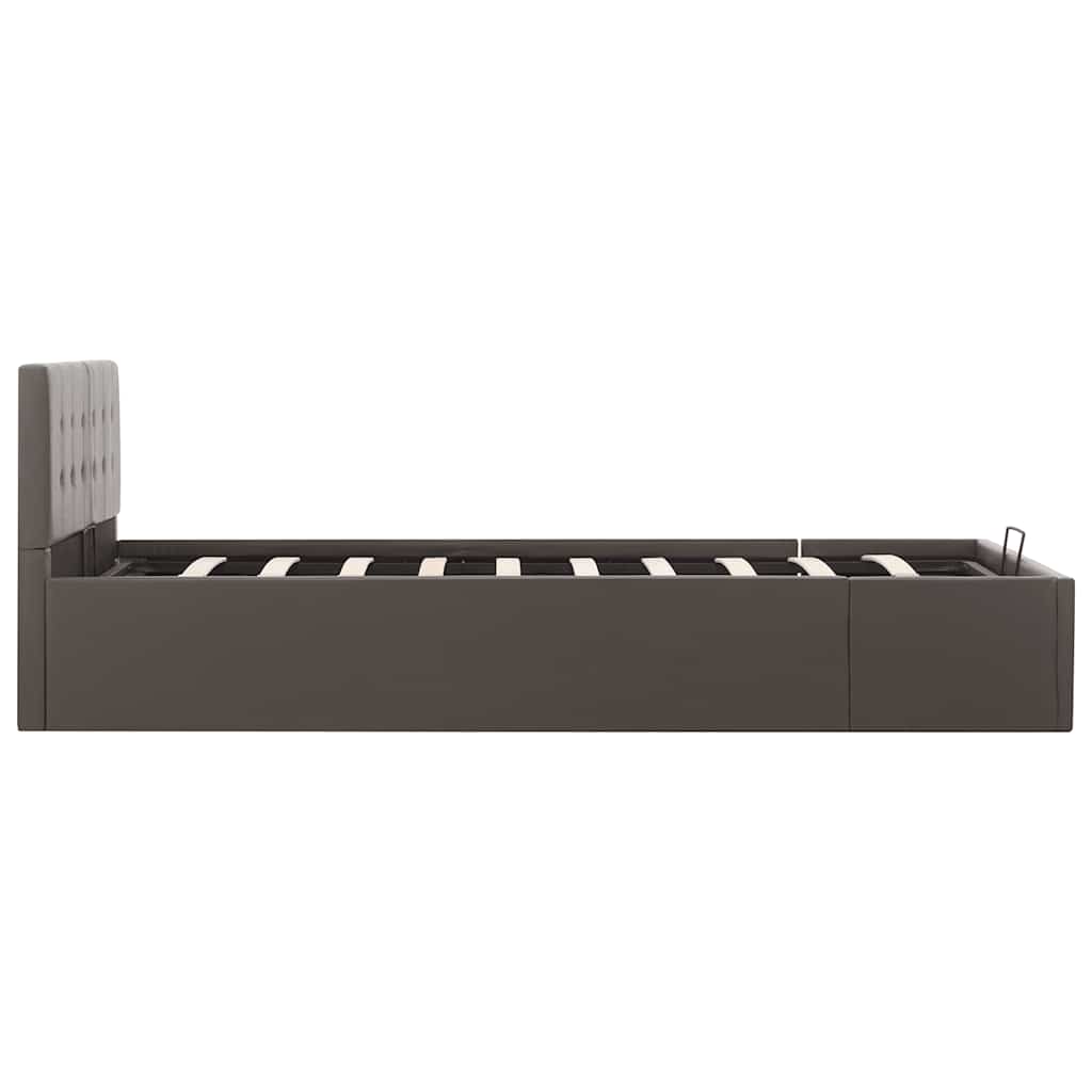 Hydraulisk opbevaringsseng kunstlæder - grå, 120 x 200 cm - number 5.
