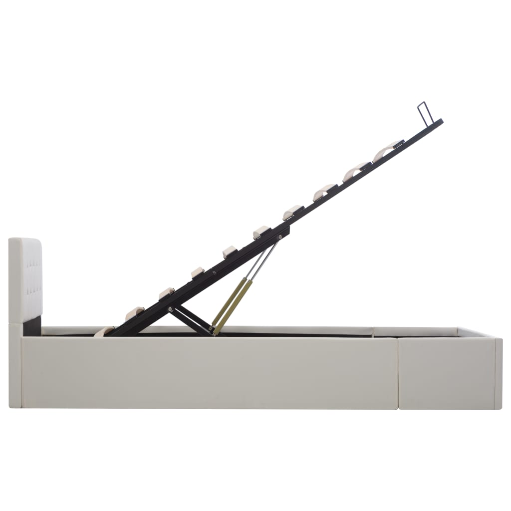 Hidraulički krevet za odlaganje 90 x 200 cm umjetna koža bijela - number 6.