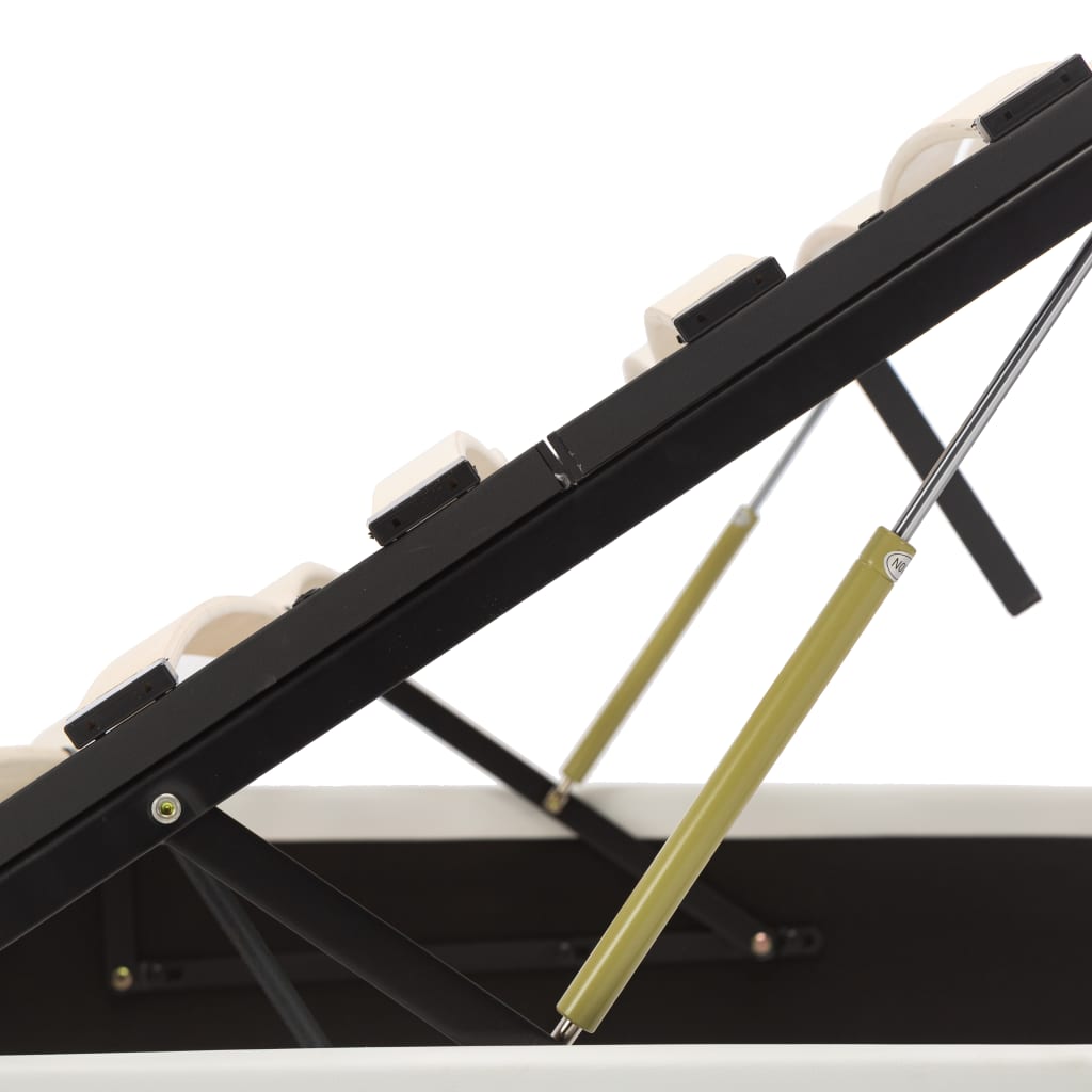 Łóżko hydrauliczne ze schowkiem skóra ekologiczna - białe, 140 x 200 cm - number 7.