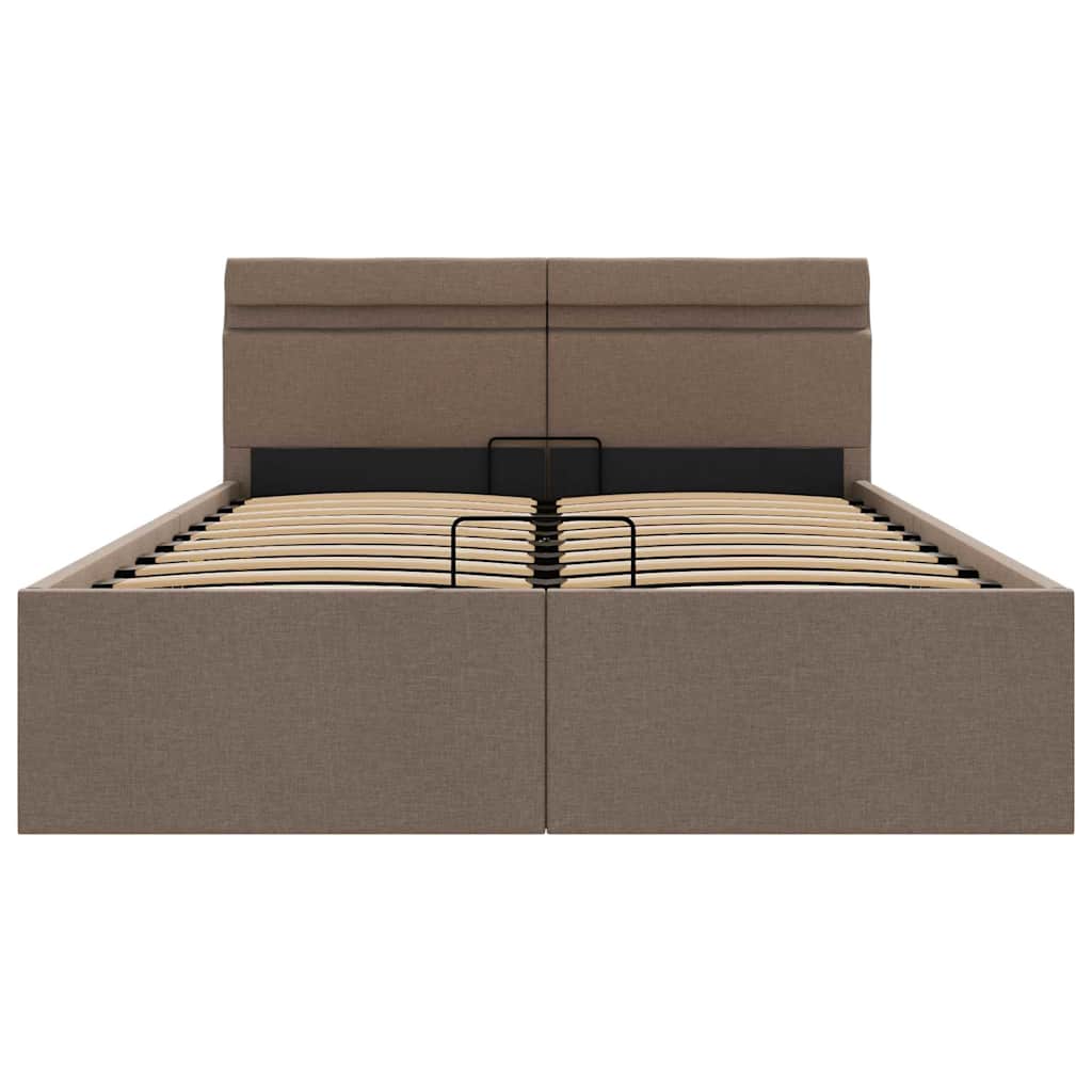 Łóżko hydrauliczne ze schowkiem i linkami 120x200 cm tkanina szaro-brązowa - number 6.
