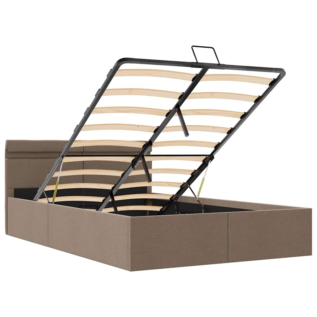 Łóżko hydrauliczne ze schowkiem i linkami 120x200 cm tkanina szaro-brązowa - number 9.