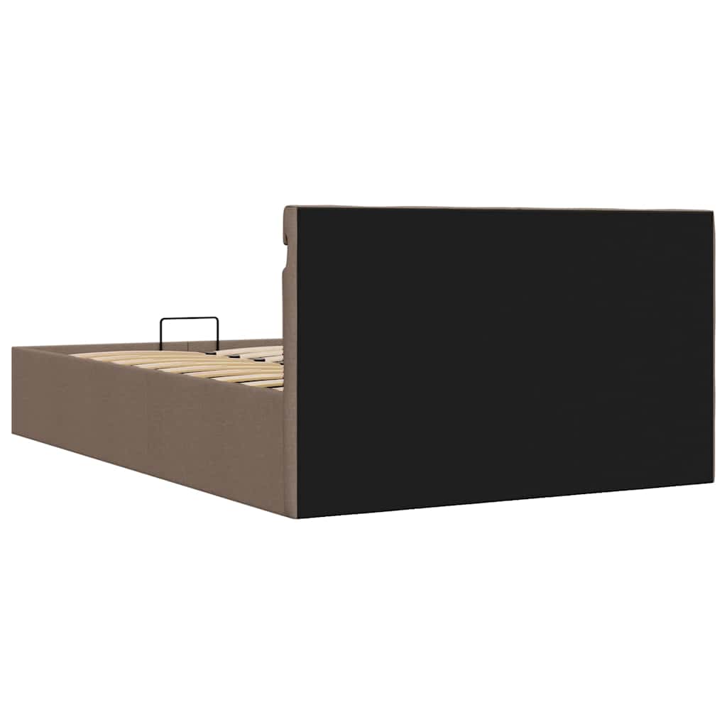 Łóżko hydrauliczne ze schowkiem i linkami 120x200 cm tkanina szaro-brązowa - number 8.