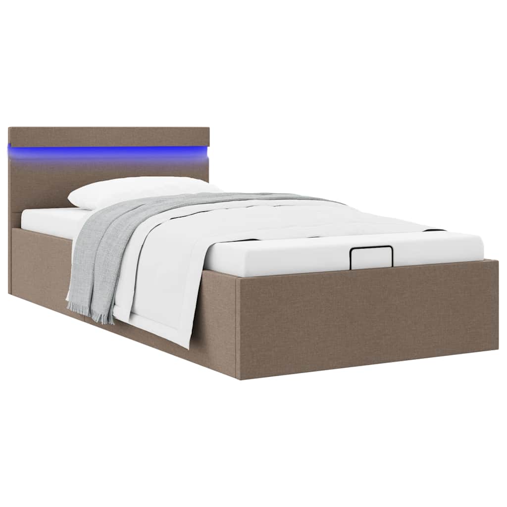 Hydraulic storage bed with links 100x200 cm fabric grey-brown - number 1.
