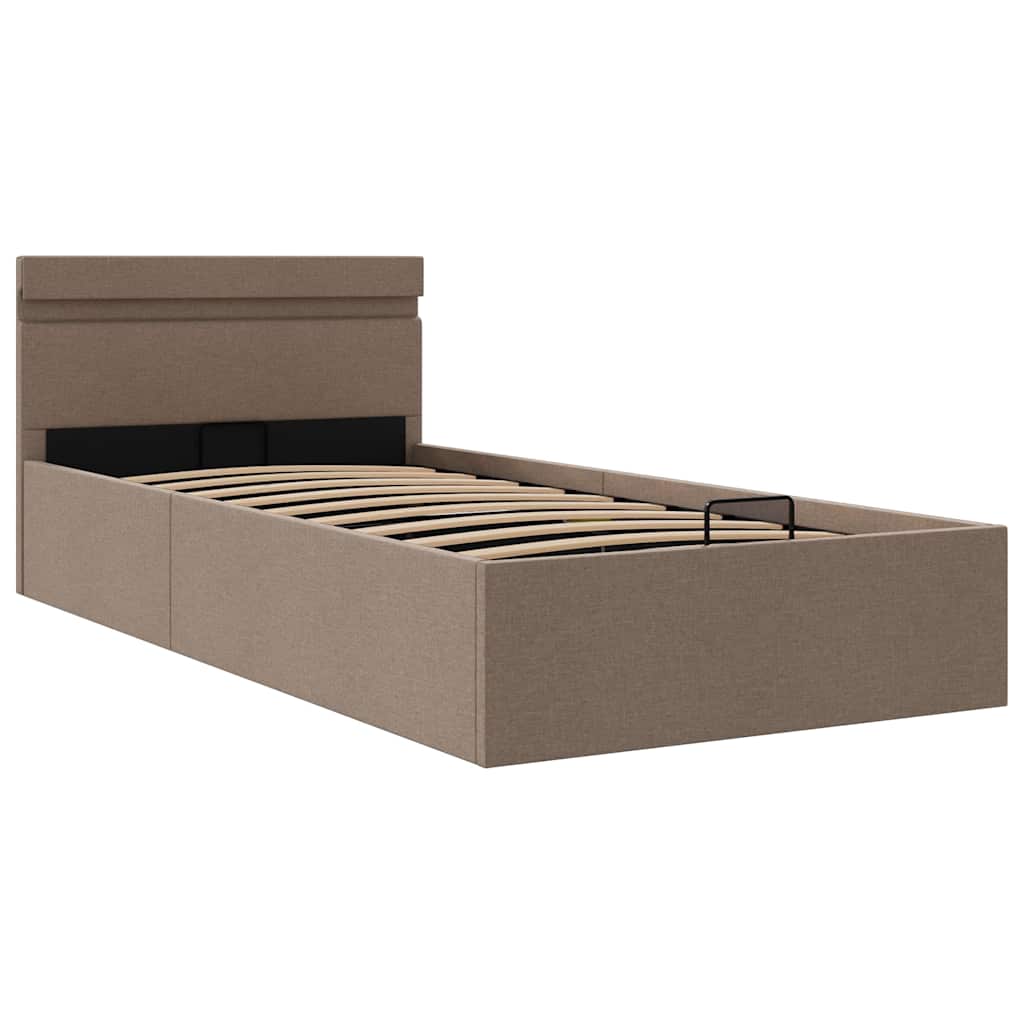 Hydraulic storage bed with links 100x200 cm fabric grey-brown - number 3.
