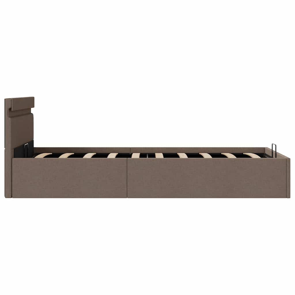 Hydraulic storage bed with links 100x200 cm fabric grey-brown - number 7.