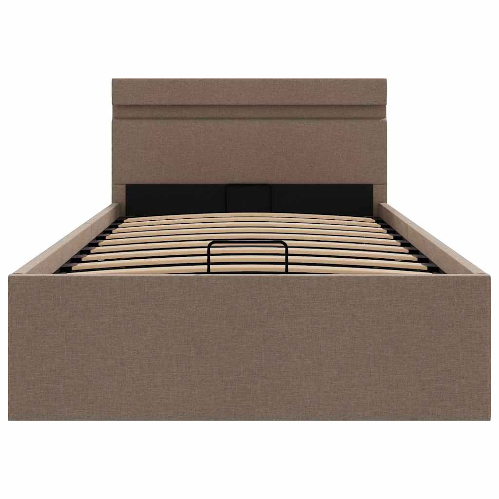 Hydraulic storage bed with links 100x200 cm fabric grey-brown - number 6.