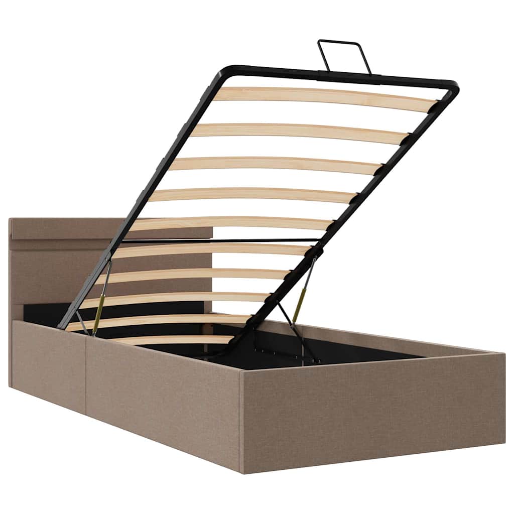 Hydraulic storage bed with links 100x200 cm fabric grey-brown - number 9.