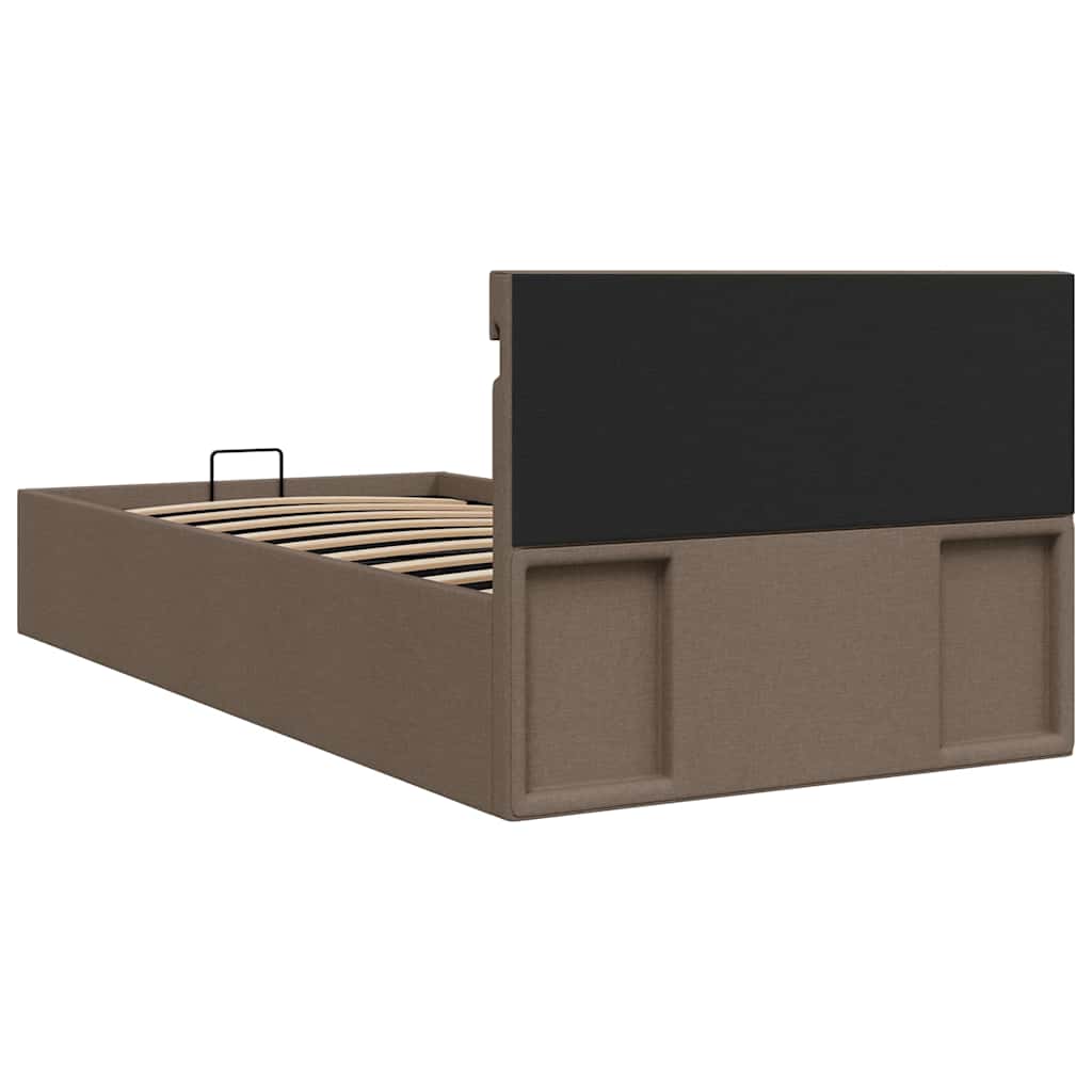 Hydraulic storage bed with links 100x200 cm fabric grey-brown - number 8.
