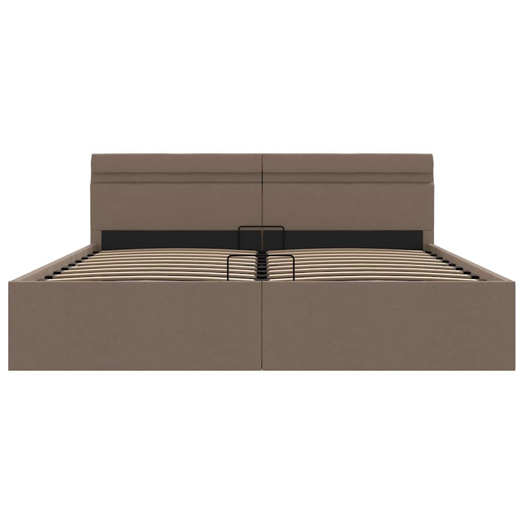 Hydraulisk opbevaringsseng med led stof - gråbrun, 160 x 200 cm - number 6.