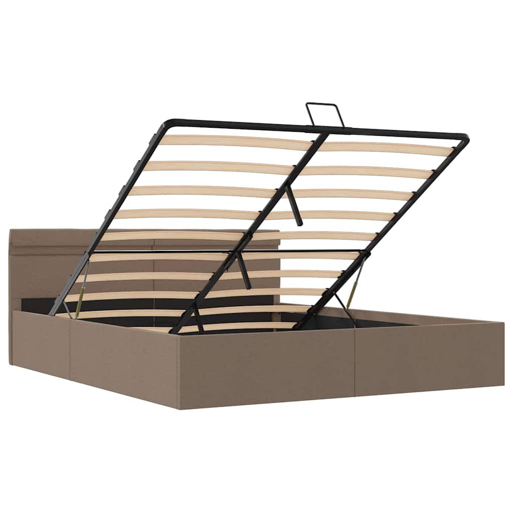 Hydraulisk opbevaringsseng med led stof - gråbrun, 160 x 200 cm - number 9.