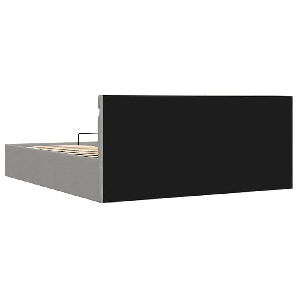 Łóżko hydrauliczne ze schowkiem i linkami 180x200 cm tkanina jasnoszara - number 8.