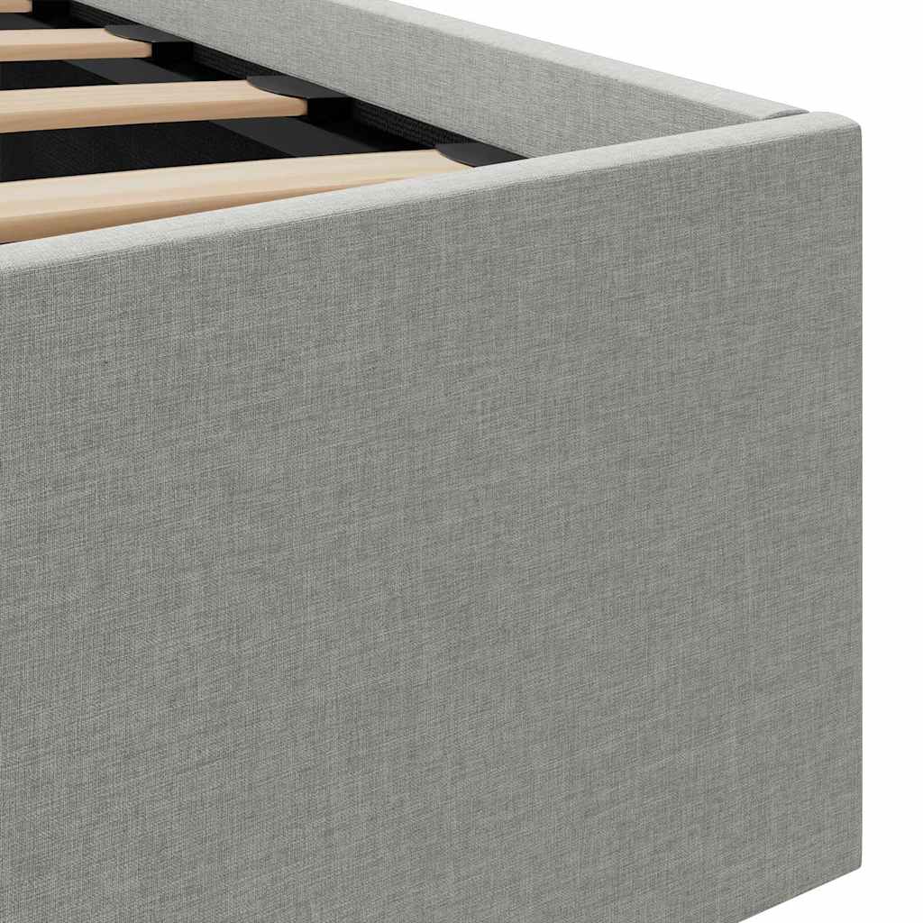 Łóżko hydrauliczne ze schowkiem i linkami 180x200 cm tkanina jasnoszara - number 10.