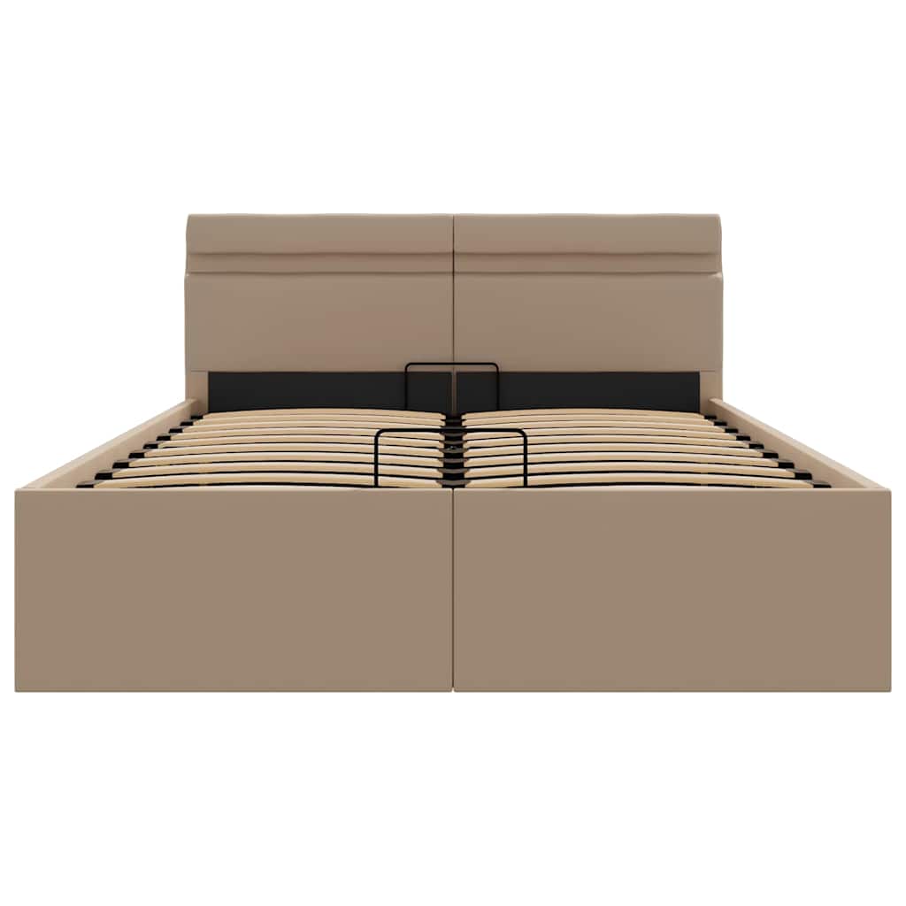 Hydraulisk opbevaringsseng led 120x200 cm kunstlæder cappuccino - number 6.