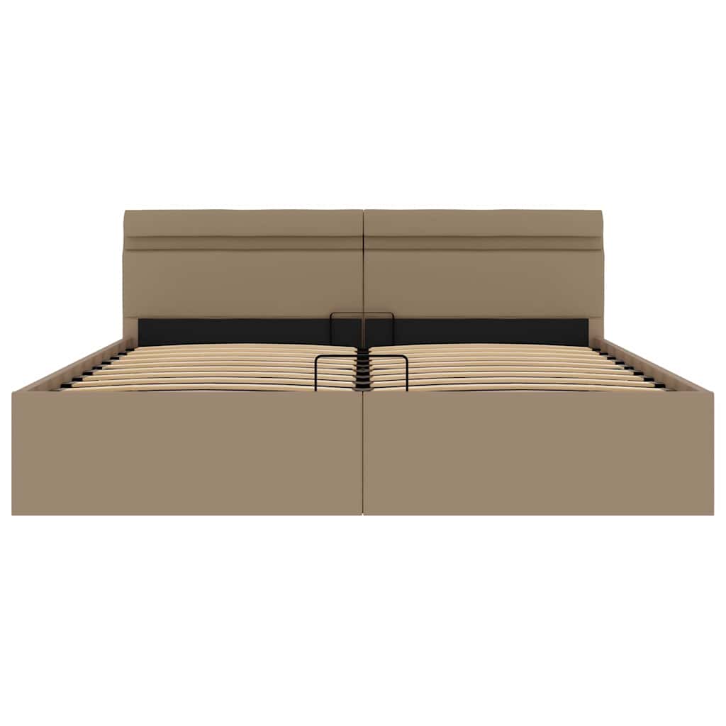 Łóżko hydrauliczne ze schowkiem uchylne 180x200 cm skóra ekologiczna cappuccino - number 6.