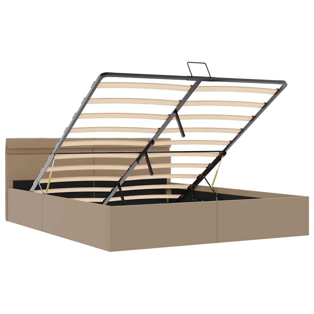 Łóżko hydrauliczne ze schowkiem uchylne 180x200 cm skóra ekologiczna cappuccino - number 9.