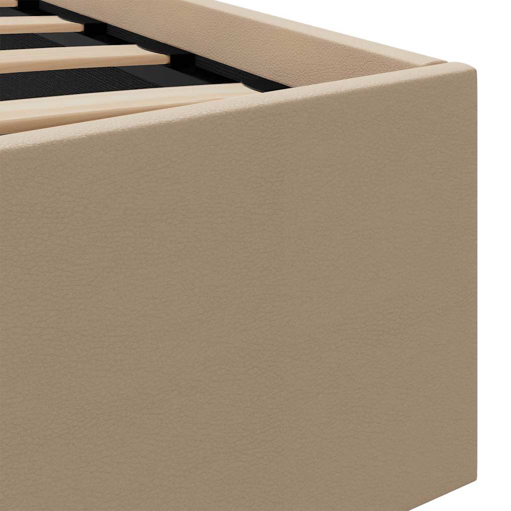 Hydraulisk opbevaringsseng led 140x200 cm kunstlæder cappuccino - number 10.