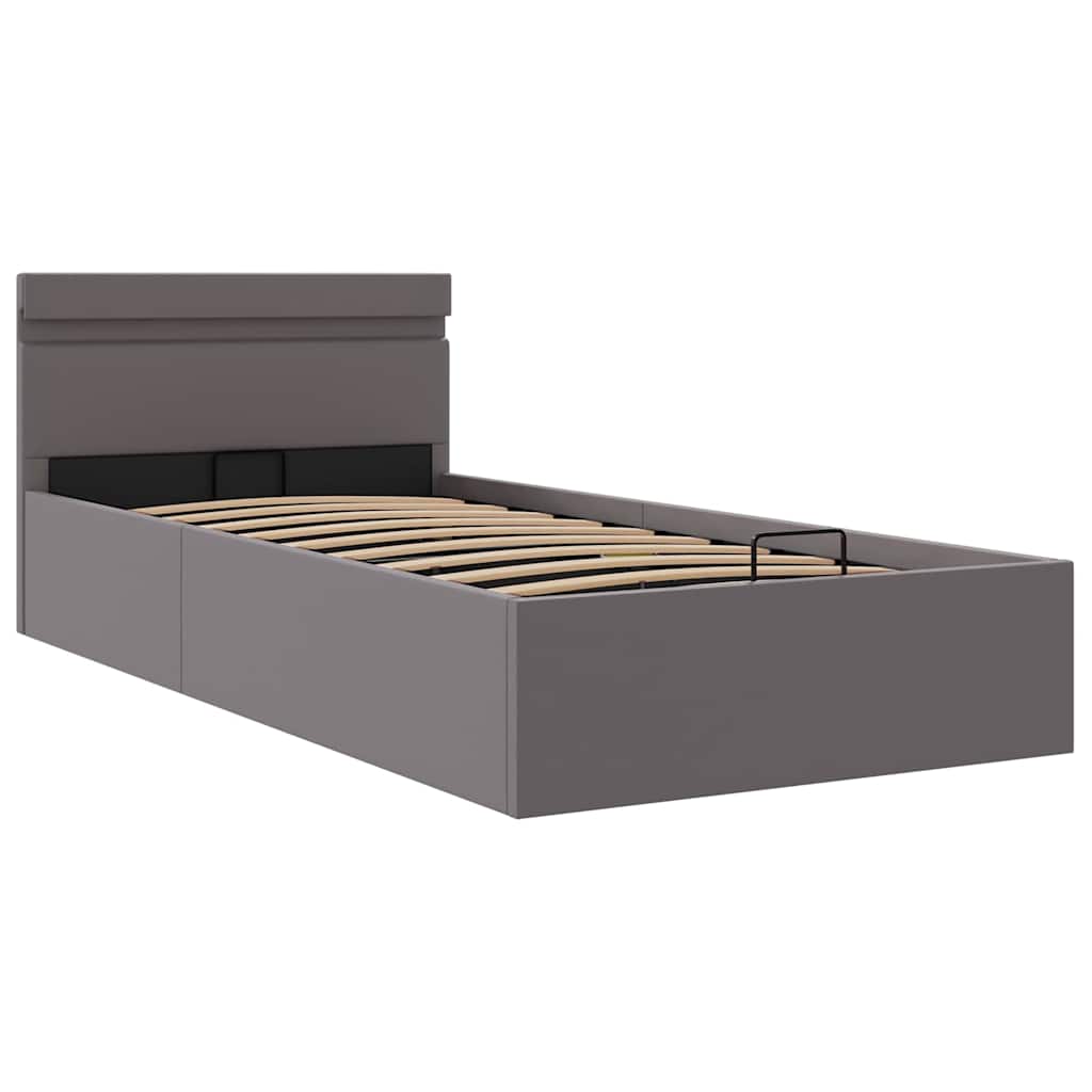 Hydraulisk opbevaringsseng med led 100x200 cm kunstlæder grå - number 3.