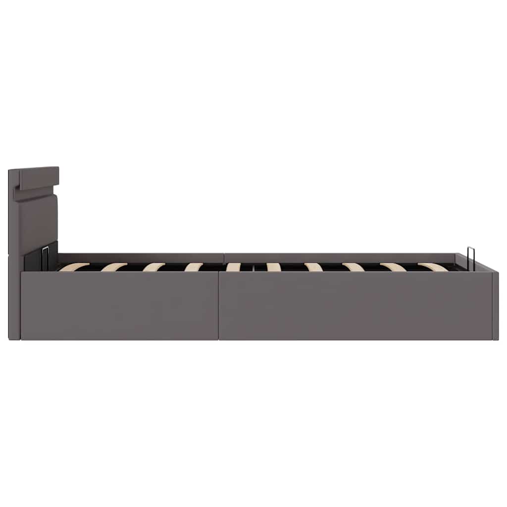 Hydraulisk opbevaringsseng med led 100x200 cm kunstlæder grå - number 7.