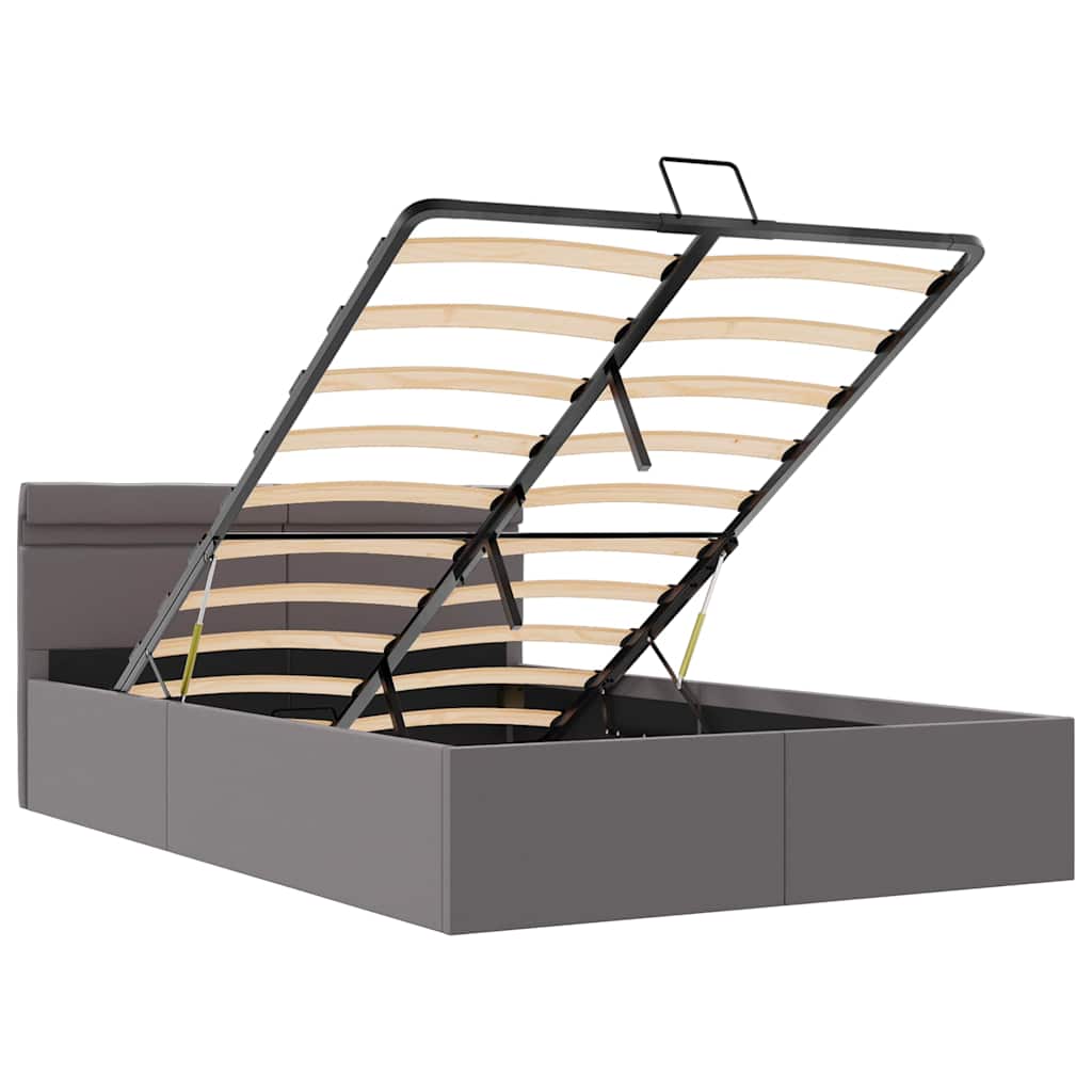 Łóżko hydrauliczne ze schowkiem i przegubami 120x200 cm eko ​​skóra szara - number 9.