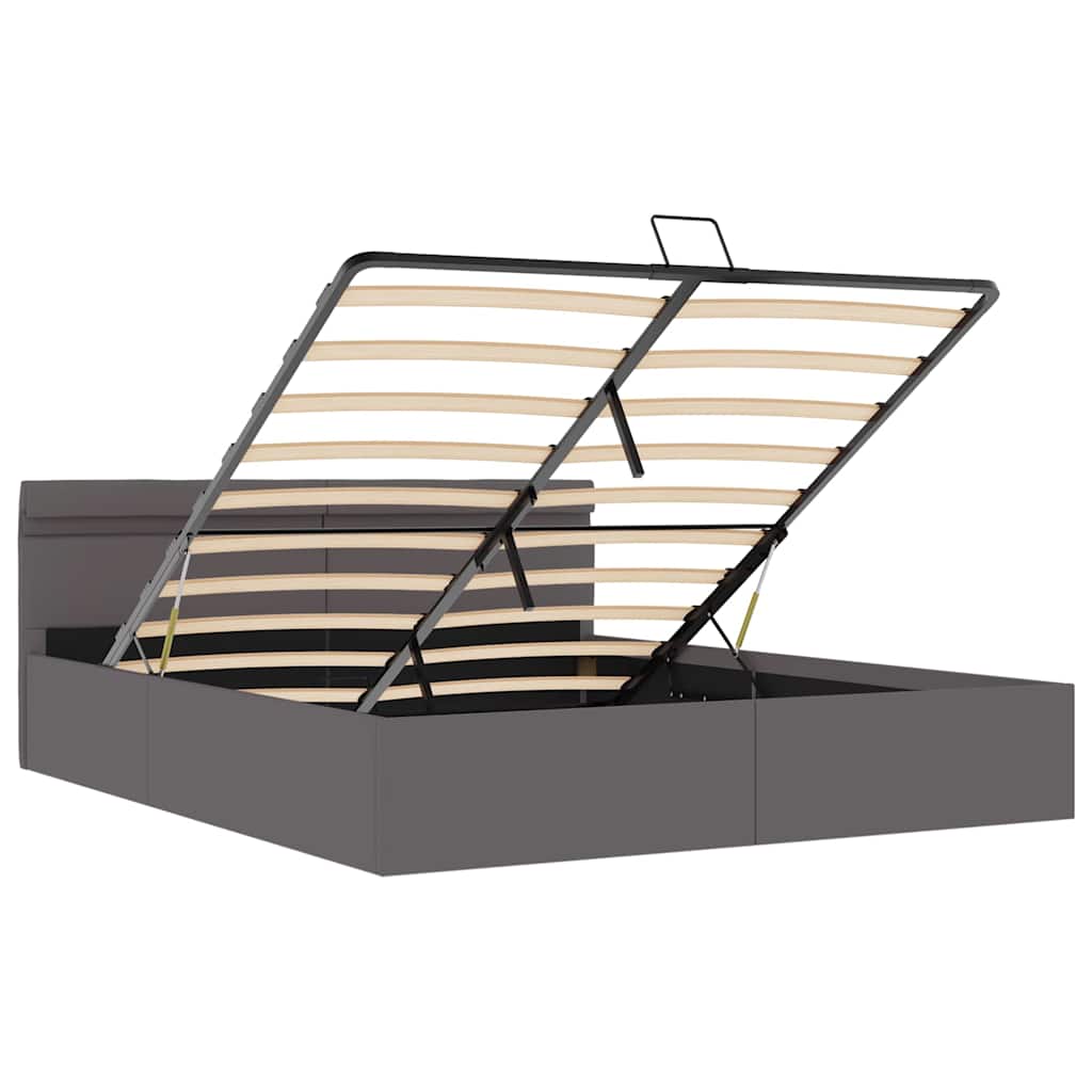 Hydraulisk opbevaringsseng med led 160x200 cm kunstlæder grå - number 9.