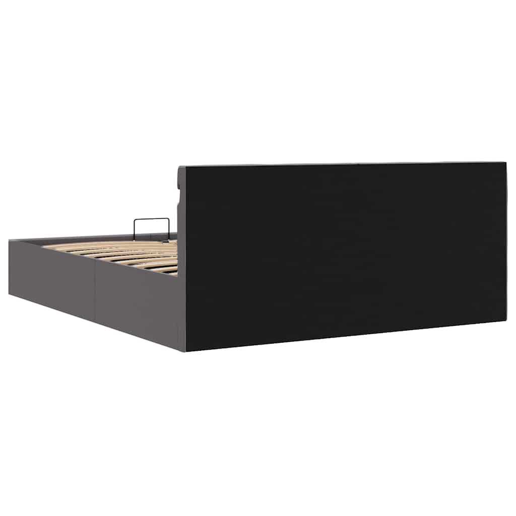Hydraulisk opbevaringsseng med led 160x200 cm kunstlæder grå - number 8.