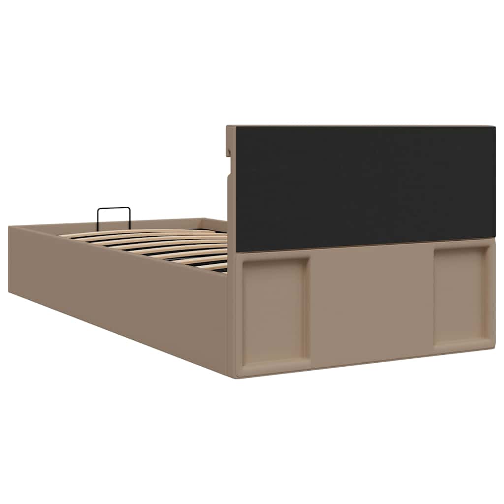 Hydraulisk opbevaringsseng led 90x200 cm kunstlæder cappuccino - number 8.