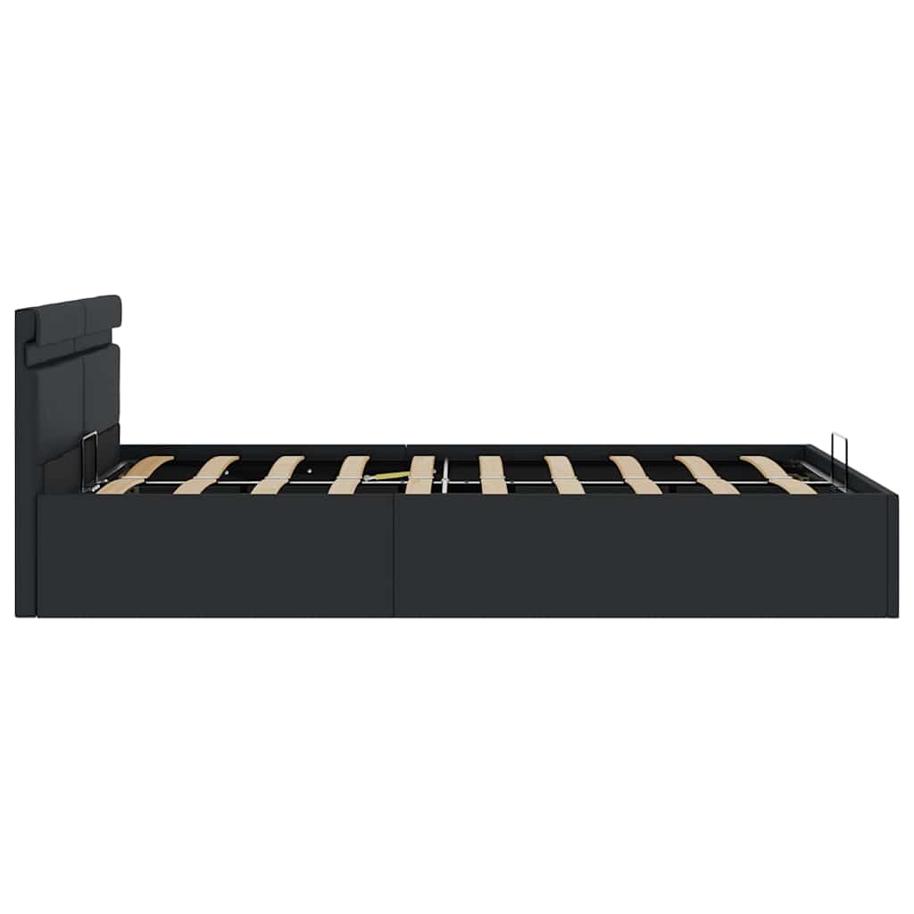 Hydraulisk opbevaringsseng med led 120x200 cm kunstlæder sort - number 7.