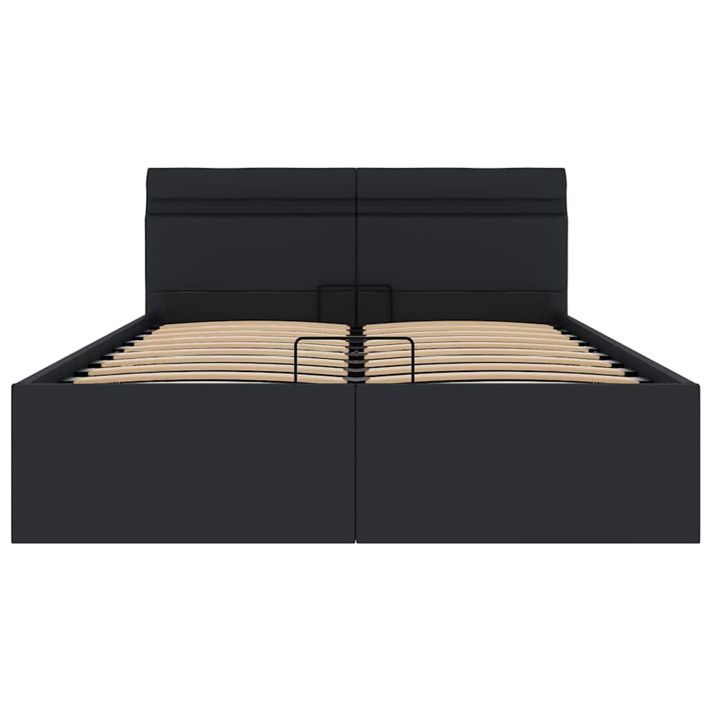 Hydraulisk opbevaringsseng med led 120x200 cm kunstlæder sort - number 6.