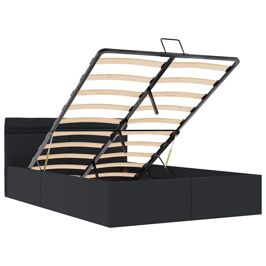 Hydraulisk opbevaringsseng med led 120x200 cm kunstlæder sort - number 9.