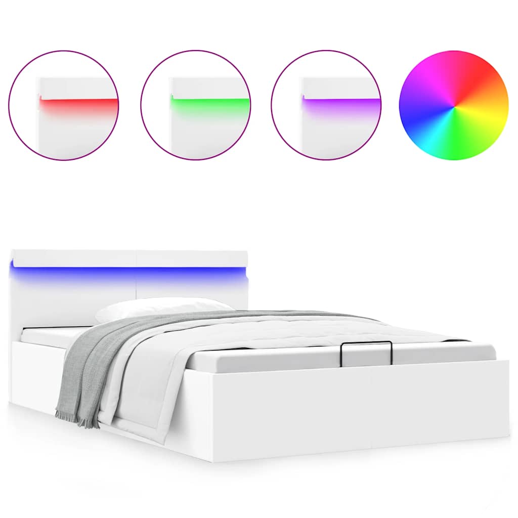 Hidraulički krevet za odlaganje 140x200 cm umjetna koža bijela - number 2.