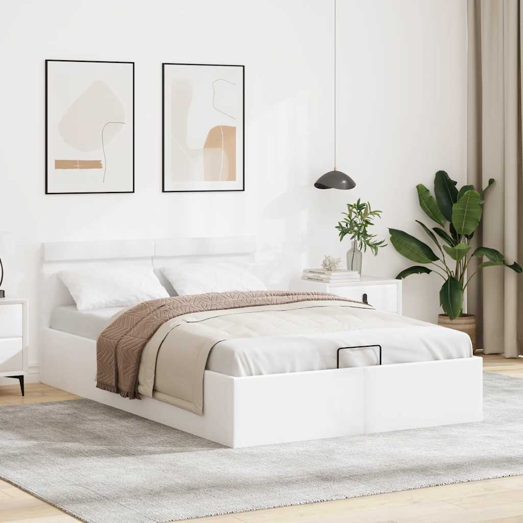 Hidraulički krevet za odlaganje 140x200 cm umjetna koža bijela - number 4.