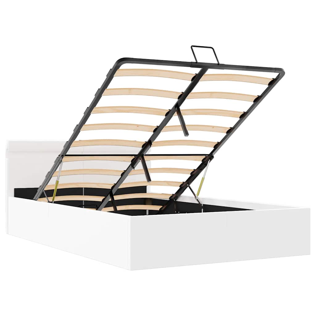 Hidraulički krevet za odlaganje 140x200 cm umjetna koža bijela - number 9.