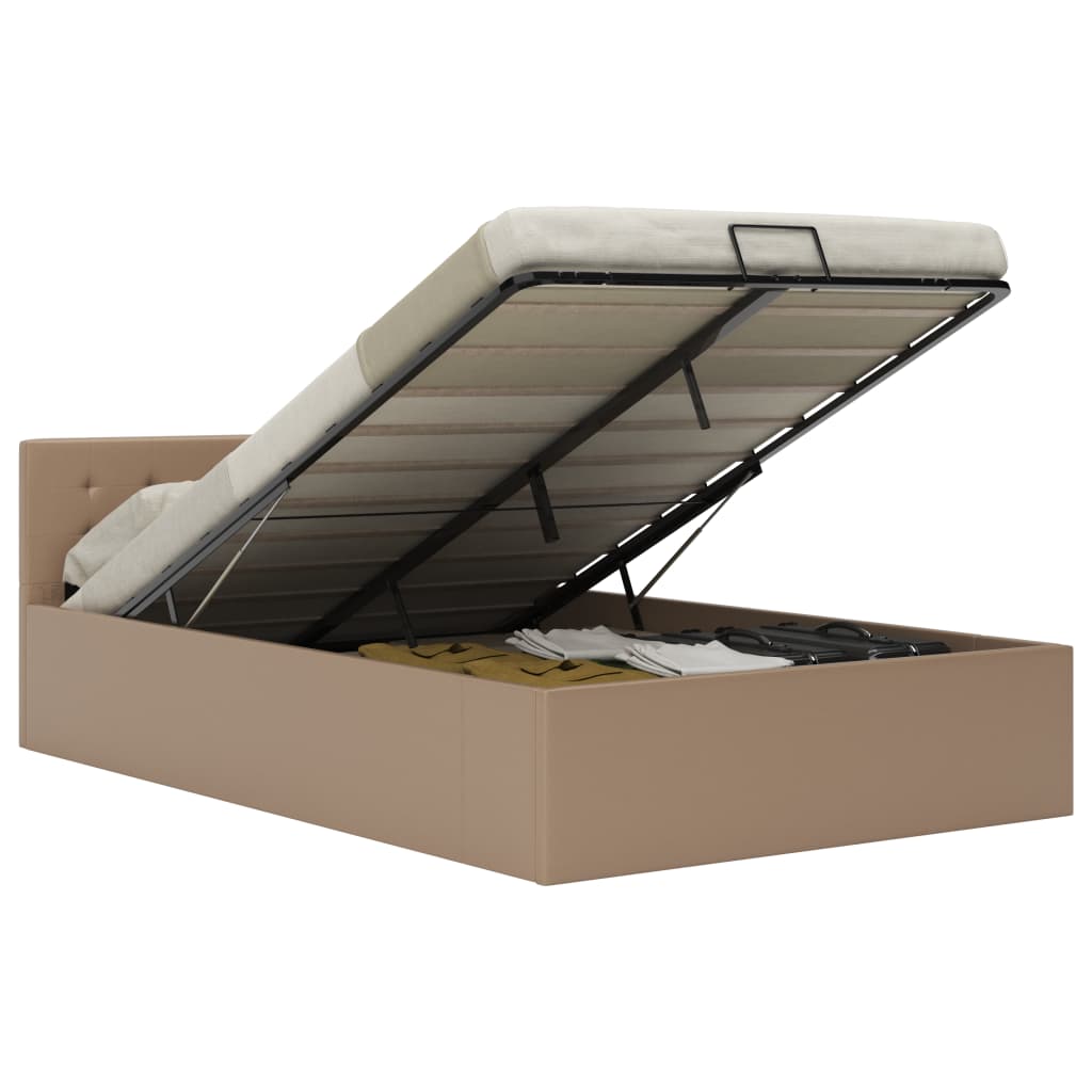 Hydraulisk oppbevaringsseng kunstskinn - cappuccino, 140 x 200 cm - number 1.